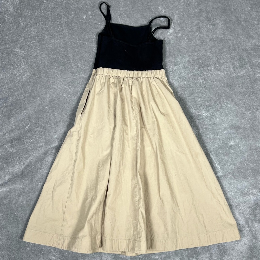 Anthropologie Dress Womens XS Maeve Sleeveless Rib Poplin Twofer Midi Neutral - Picture 6 of 8